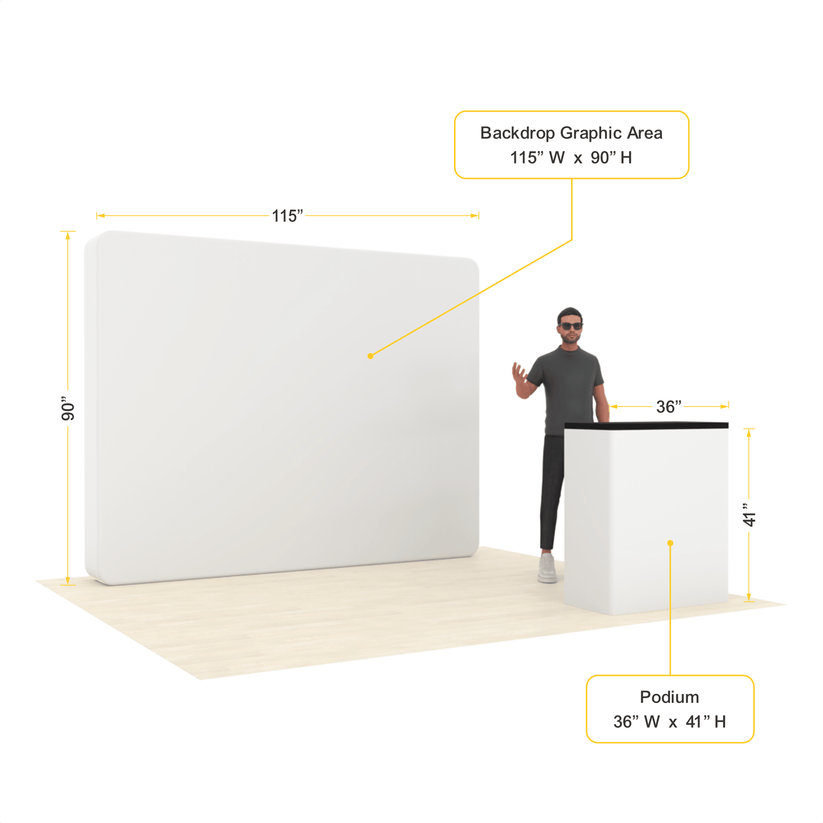 10ft LumiCube™ LED Backlit Fabric Trade Show Booth Display with Podium - ExpoPrint