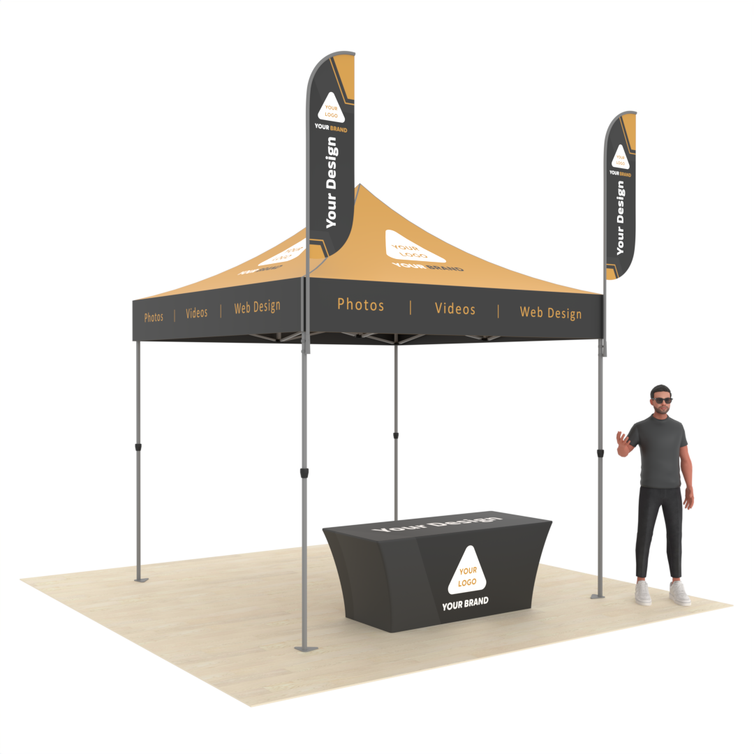Custom Printed Commercial Canopy Tent with Table Cover & 2 Flags