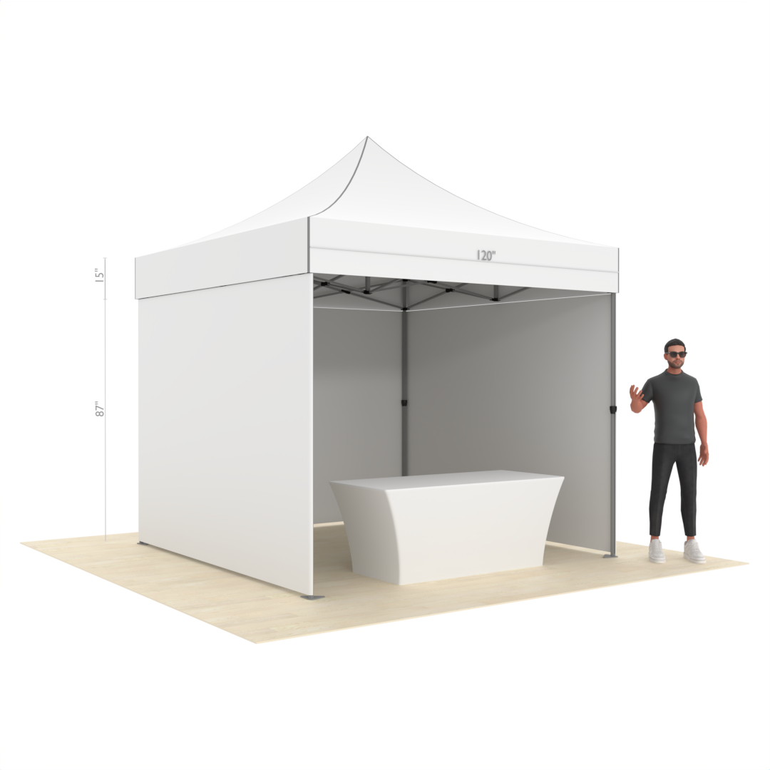 Popup Business Tent with Full-Color Printing on Canopy, 3 Walls & Table Cover