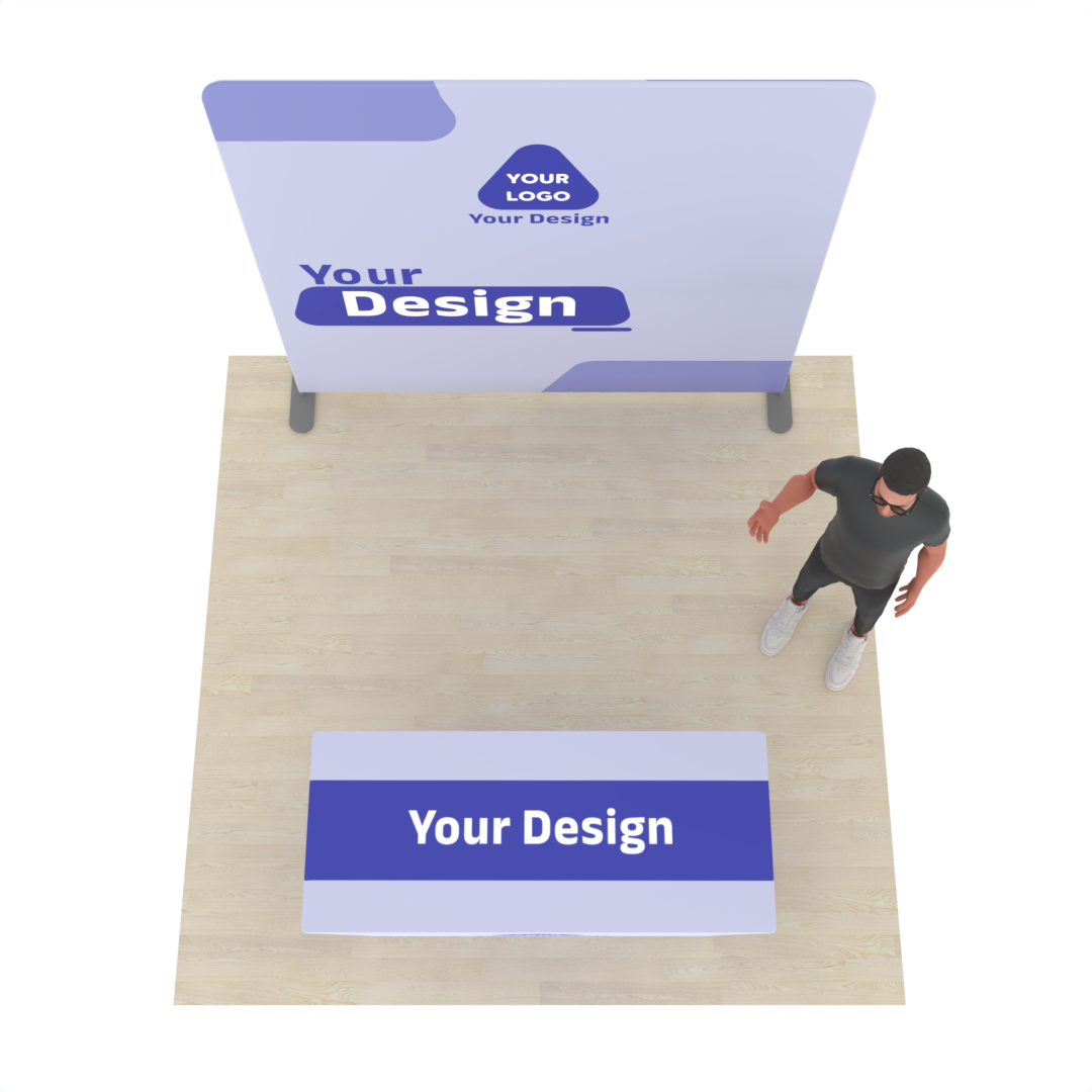 8ft Straight TensionMax™ Booth with Custom Table Cover