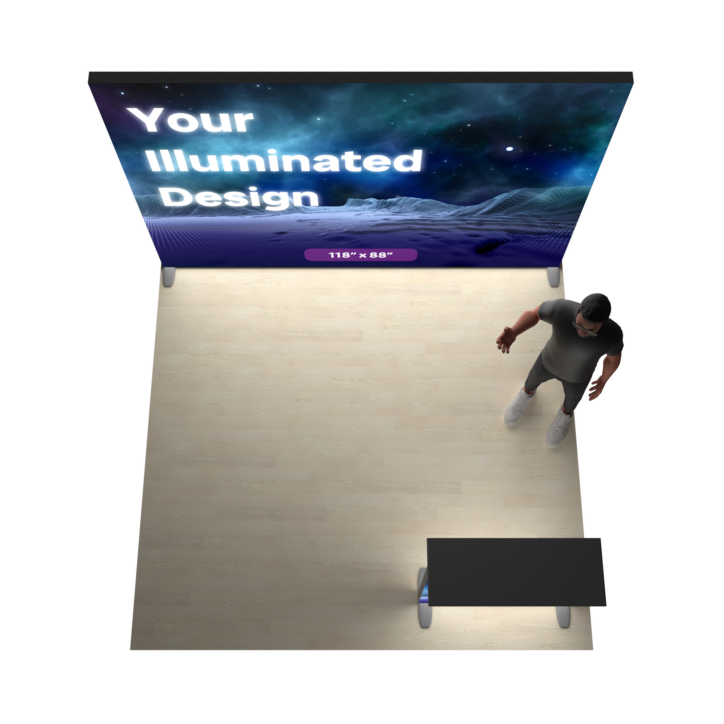10ft Backlit SEG Lightbox Trade Show Booth with Illuminated Counter