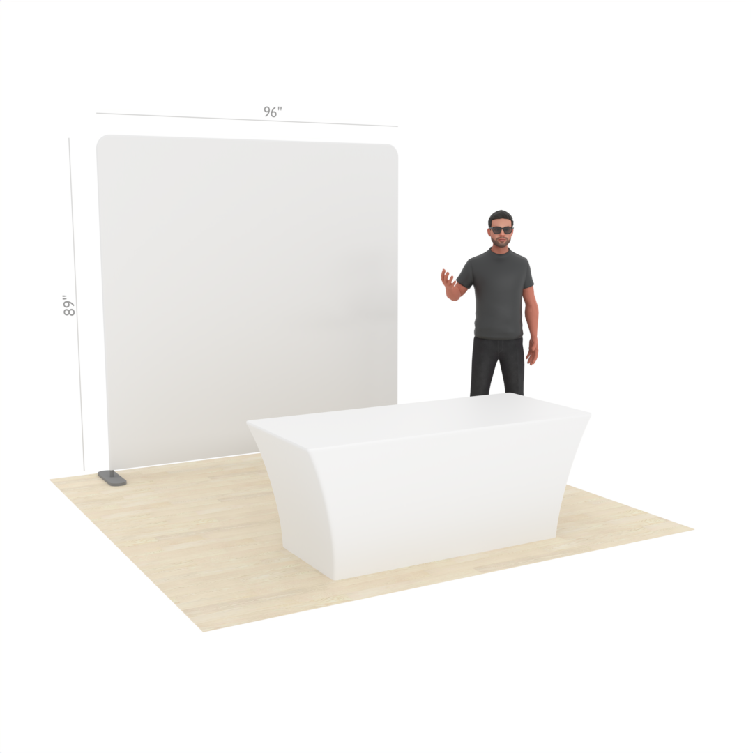 8ft Straight TensionMax™ Booth with Custom Table Cover
