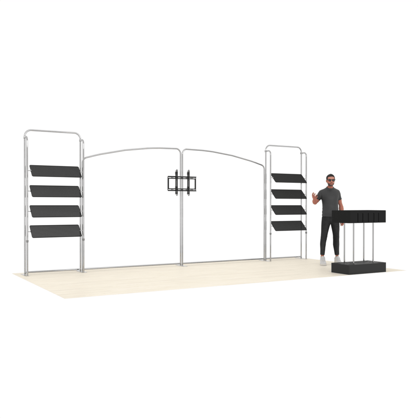 20ft PanelFusion™ Merchandising Booth with TV Mount (16) - ExpoPrint