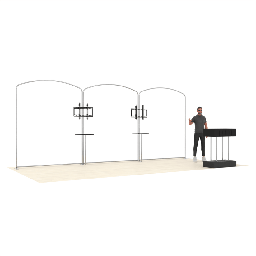 20ft PanelFusion™ 3-Panel Booth with 2 TV Mounts (3) - ExpoPrint