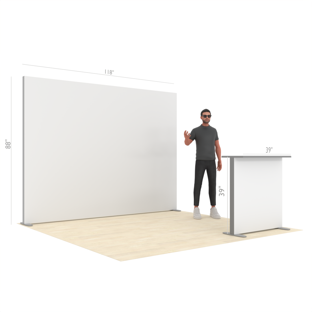 10ft Backlit SEG Lightbox Trade Show Booth with Illuminated Counter