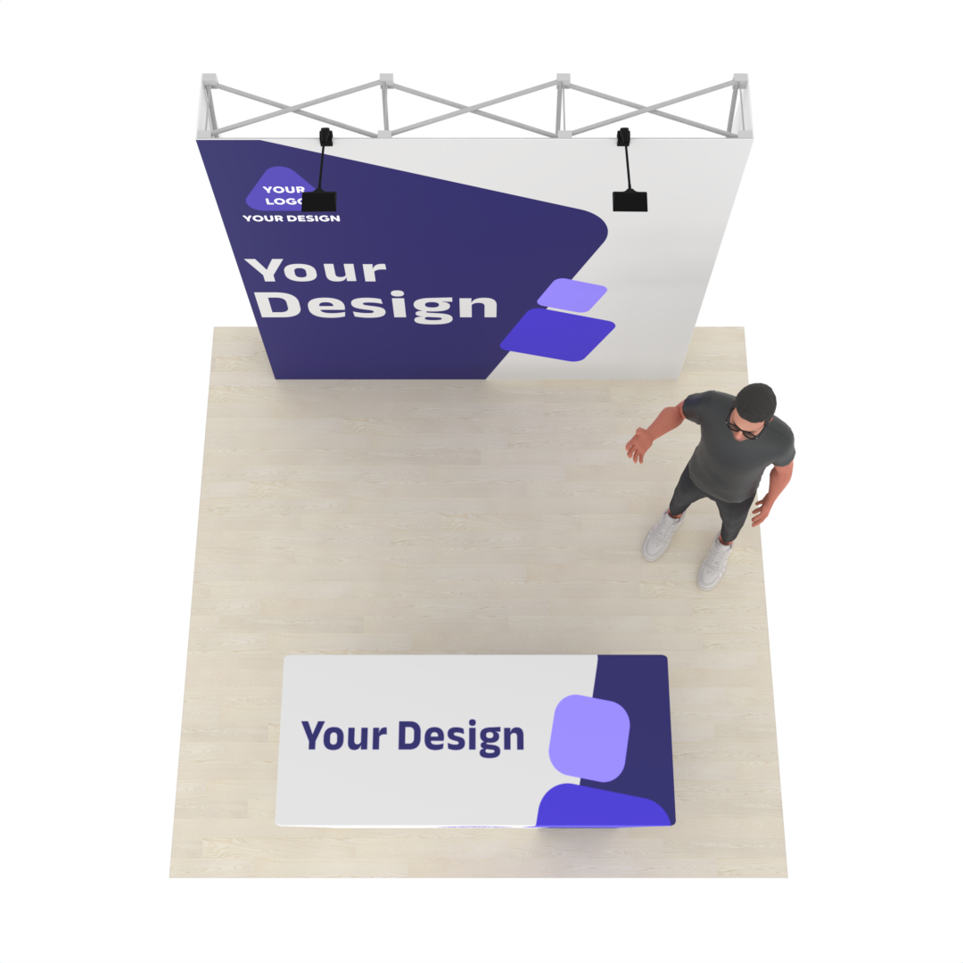 8ft Straight QuickPop™ Booth with Custom Table Cover