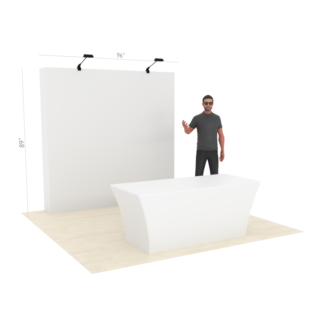 8ft Straight QuickPop™ Booth with Custom Table Cover