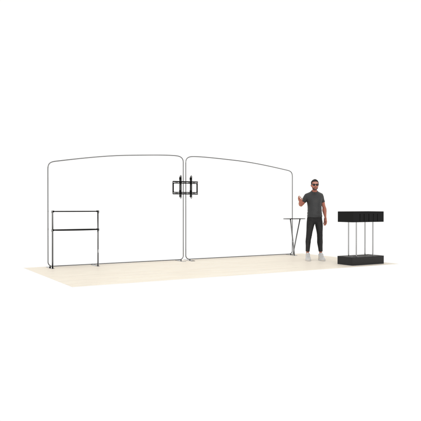 20ft PanelFusion™ 2-Panel Booth with TV Mount (F) - ExpoPrint