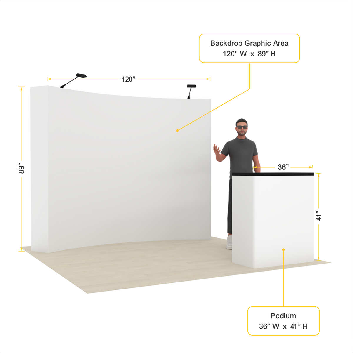 10ft Curved Pop-Up Trade Show Display with Customizable Podium – QuickPop™