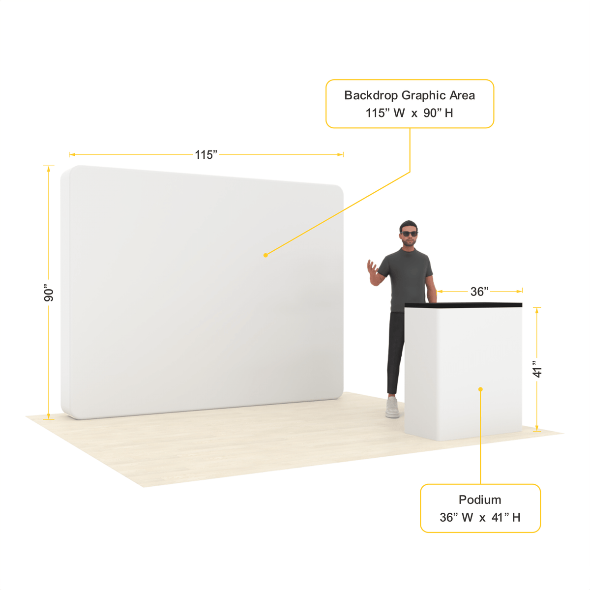 10ft LumiCube™ LED Backlit Fabric Trade Show Booth Display with Podium - ExpoPrint