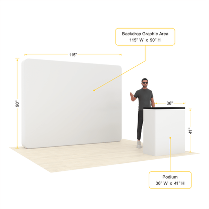 10ft LumiCube™ LED Backlit Fabric Trade Show Booth Display with Podium - ExpoPrint