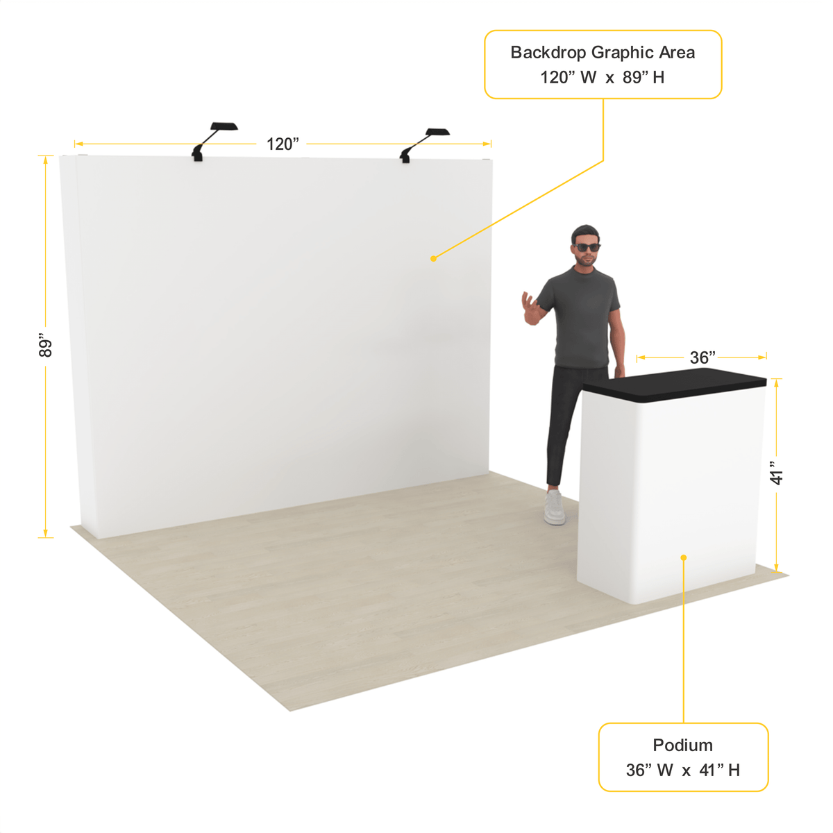 10ft QuickPop Straight + Podium - ExpoPrint