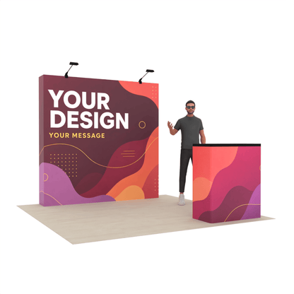 8ft QuickPop Straight + Podium - ExpoPrint