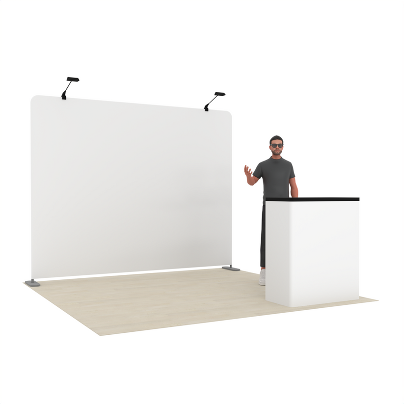 10ft Straight Tension Fabric Trade Show Booth Kit with Podium – TensionMax™