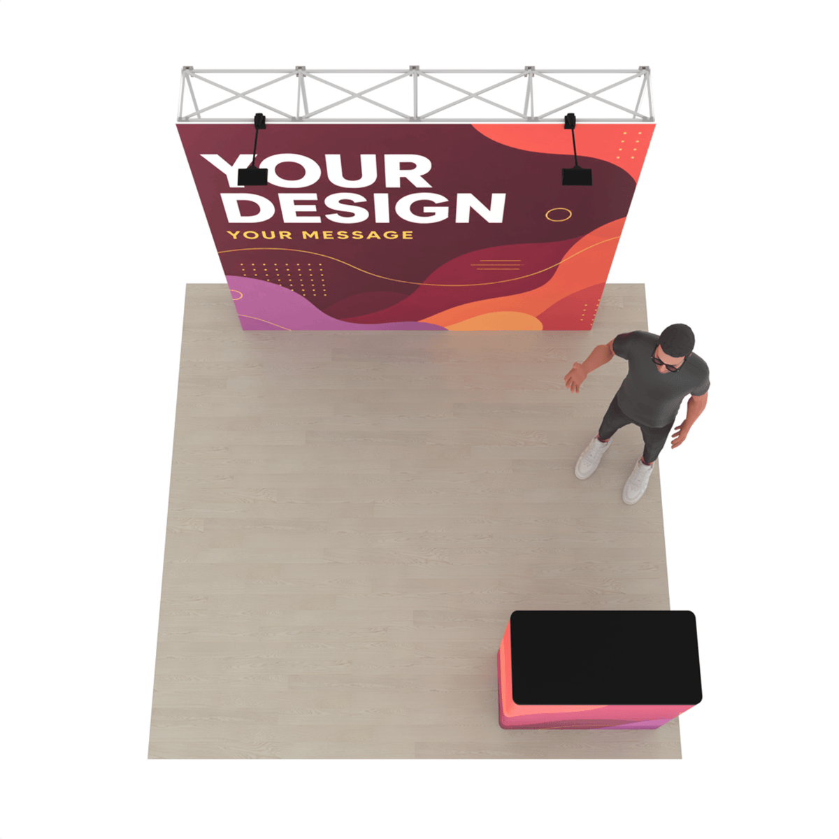 8ft QuickPop Straight + Podium - ExpoPrint