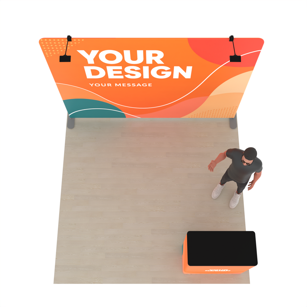 10ft Straight Tension Fabric Trade Show Booth Kit with Podium – TensionMax™