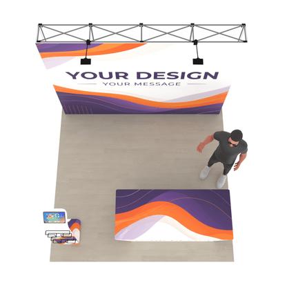 10ft QuickPop Straight + Table Covers + Media Stand - ExpoPrint