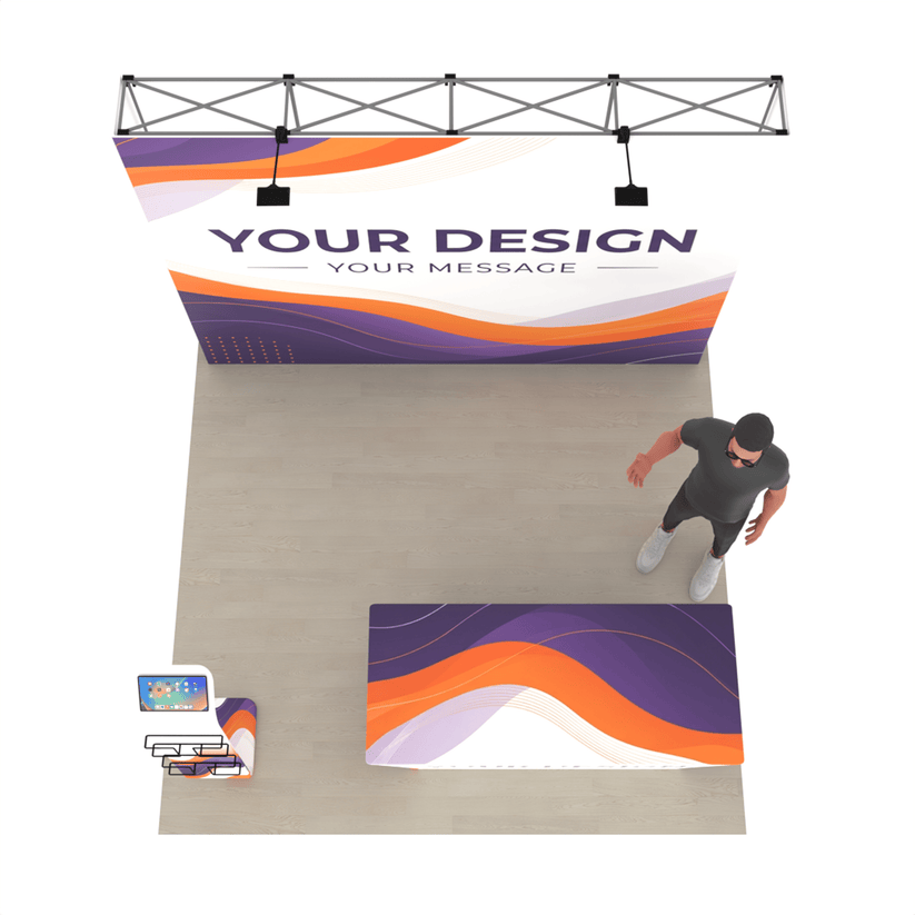 10ft QuickPop Straight + Table Covers + Media Stand - ExpoPrint