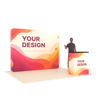 10ft LumiCube™ LED Backlit Fabric Trade Show Booth Display with Podium - ExpoPrint