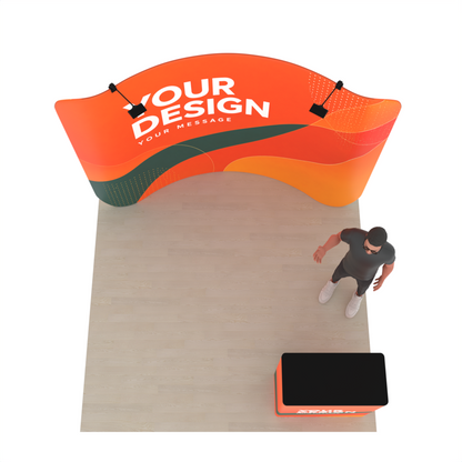 10ft Curved Tension Fabric Trade Show Display with Podium – TensionMax™