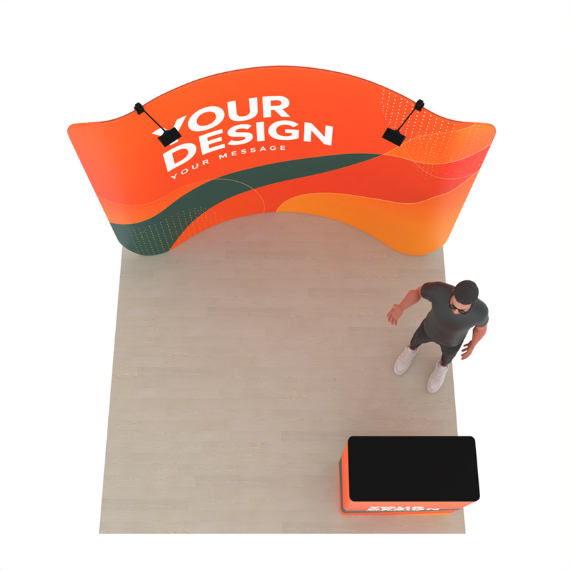 10ft Curved Tension Fabric Trade Show Display with Podium – TensionMax™