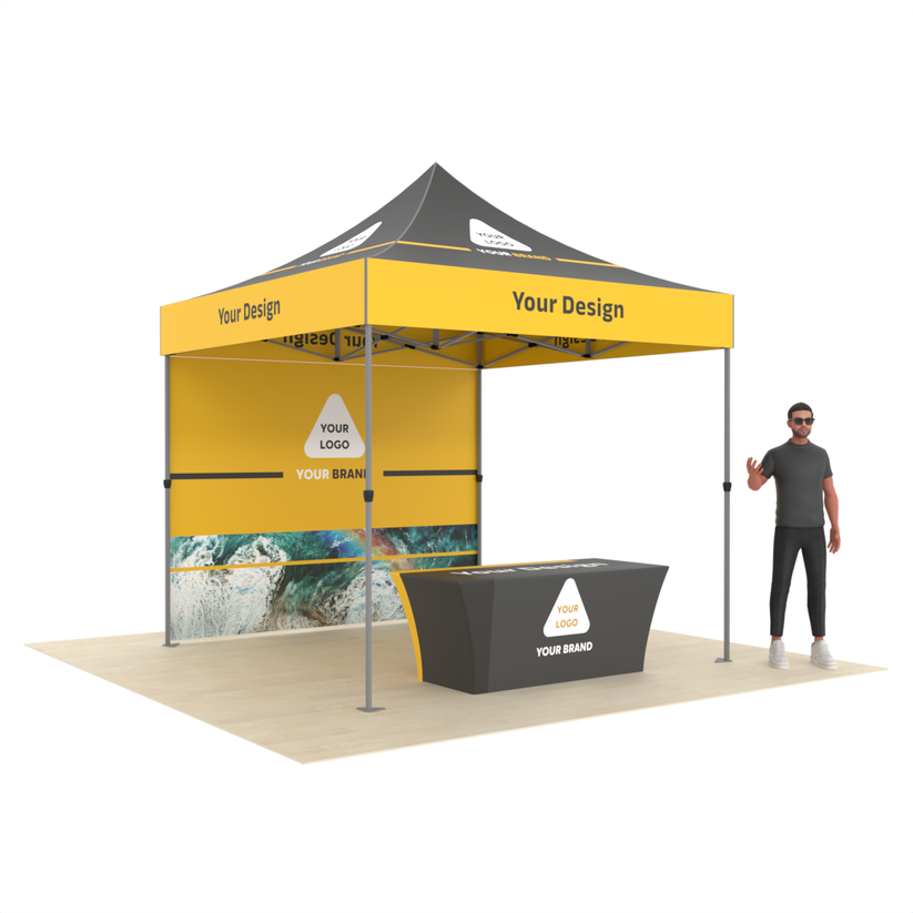 Custom Design Popup Tent with Back Wall & Printed Table Cover