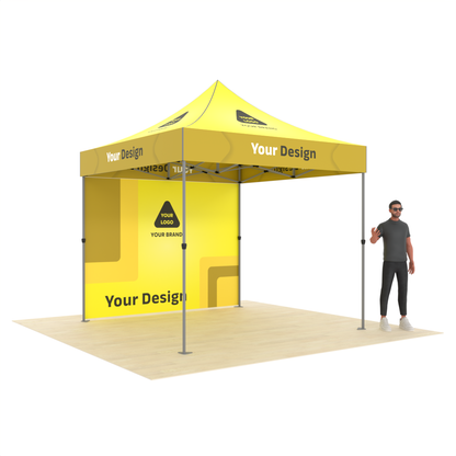 Heavy-Duty Popup Tent with Custom Printed Canopy & Back Wall