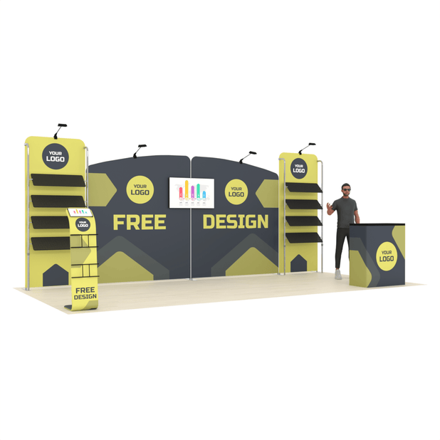 20ft PanelFusion™ Merchandising Booth with TV Mount (16) - ExpoPrint