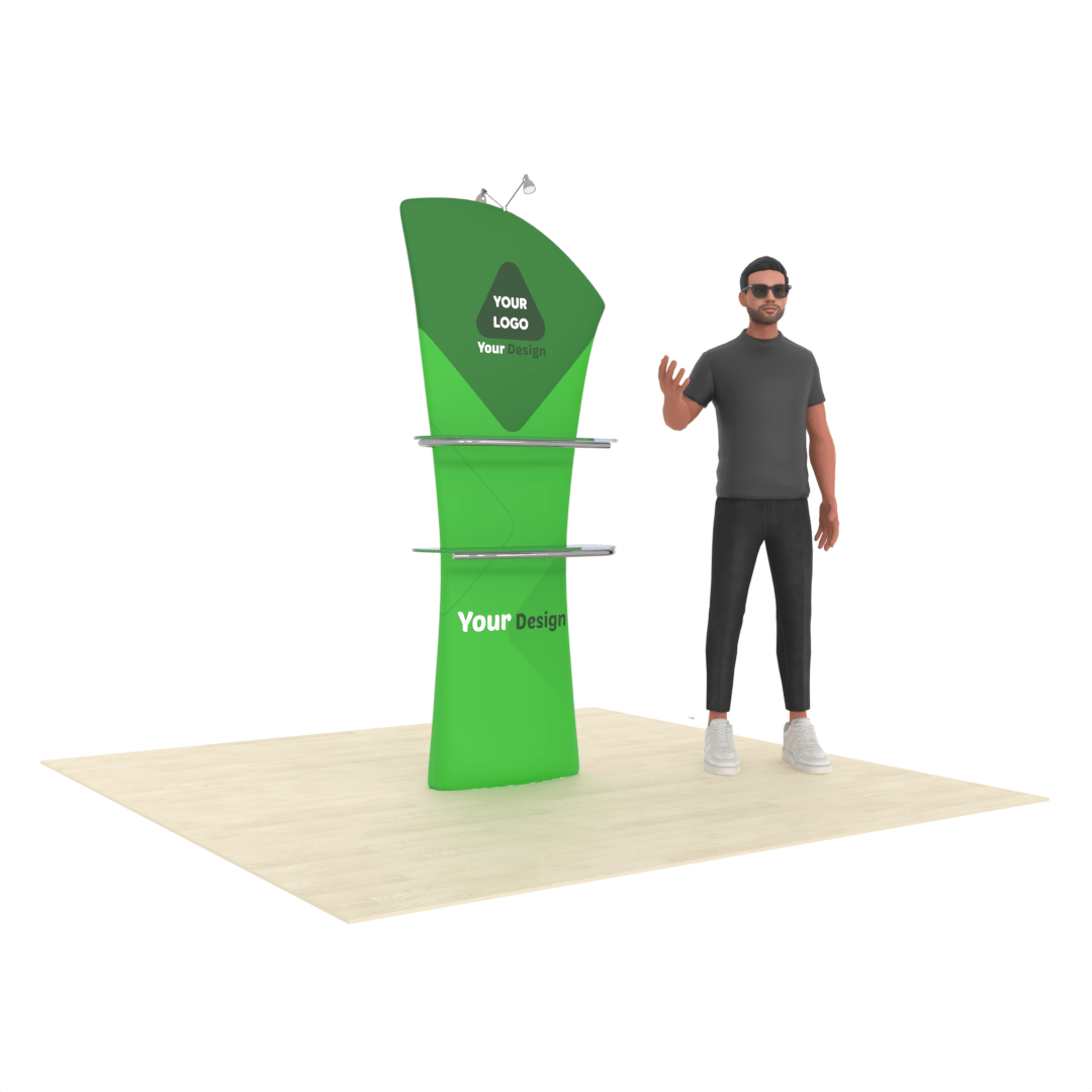 LumiView™ Dual-Shelf Stands with LED Spotlight - ExpoPrint