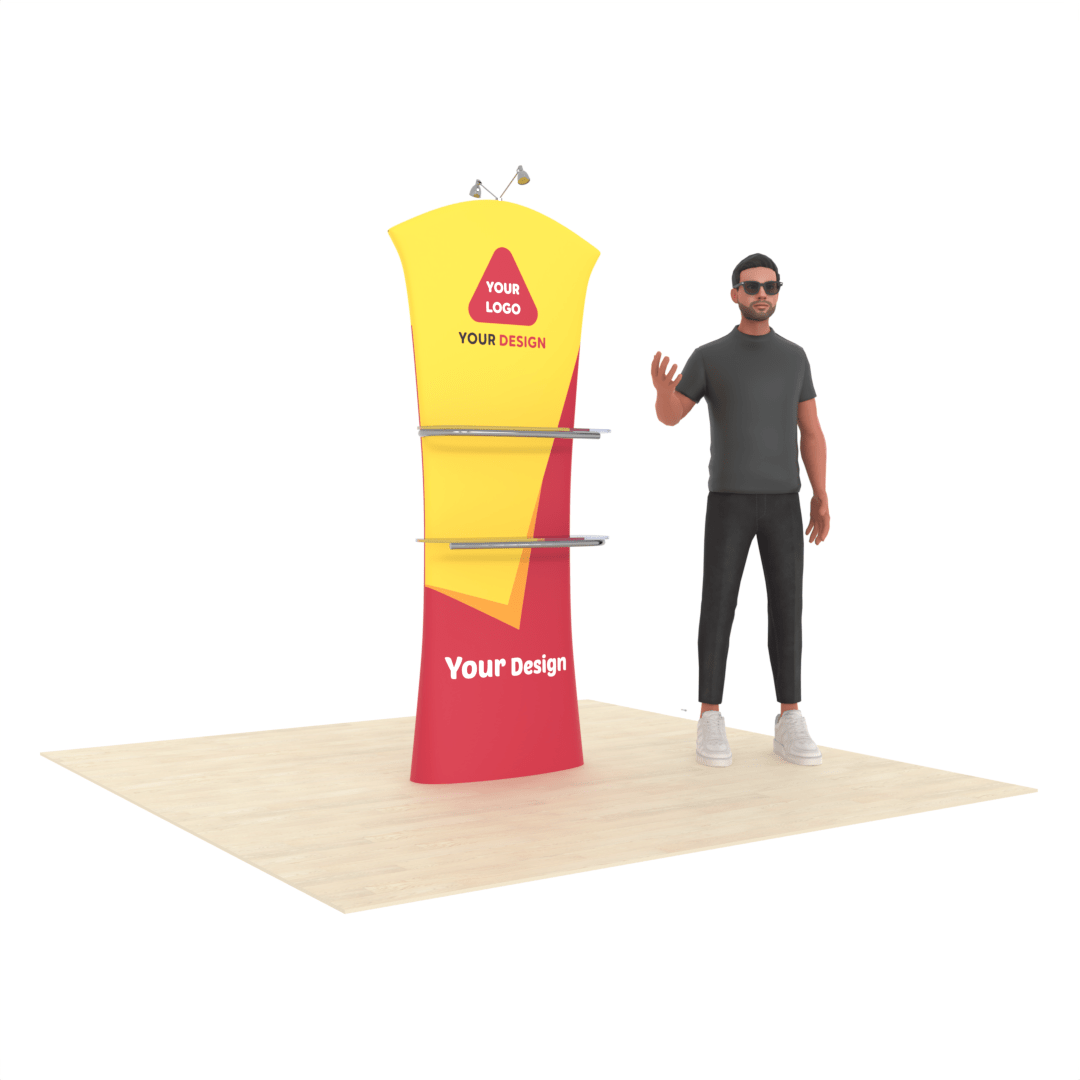 LumiView™ Dual-Shelf Stands with LED Spotlight - ExpoPrint