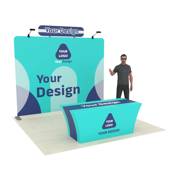 10ft Straight TensionMax™ Booth with Custom Table Cover - ExpoPrint