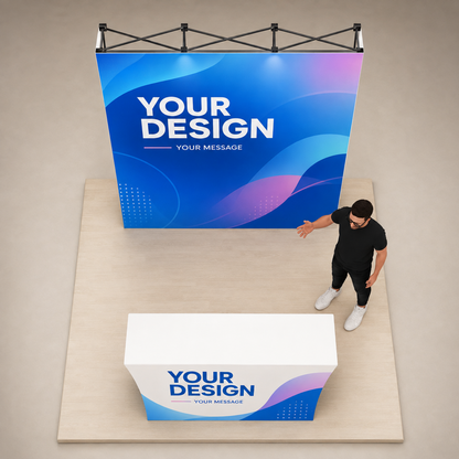 8ft QuickPop Straight + Table Covers