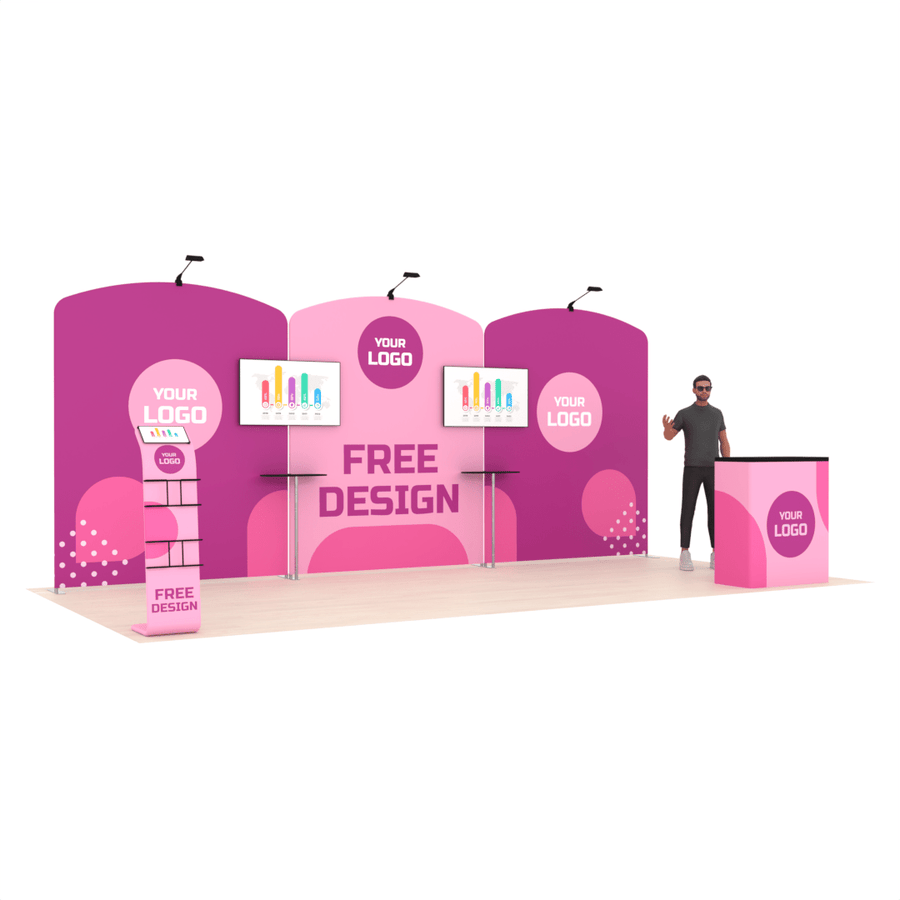 20ft PanelFusion™ 3-Panel Booth with 2 TV Mounts (#3)