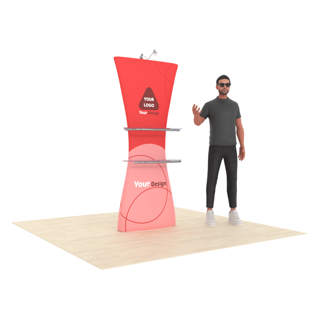 LumiView™ Dual-Shelf Stands with LED Spotlight - ExpoPrint