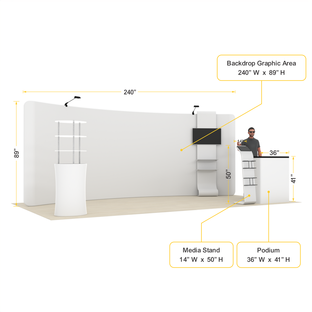 20ft Curved Tension Fabric Trade Show Display – TensionMax™ Package