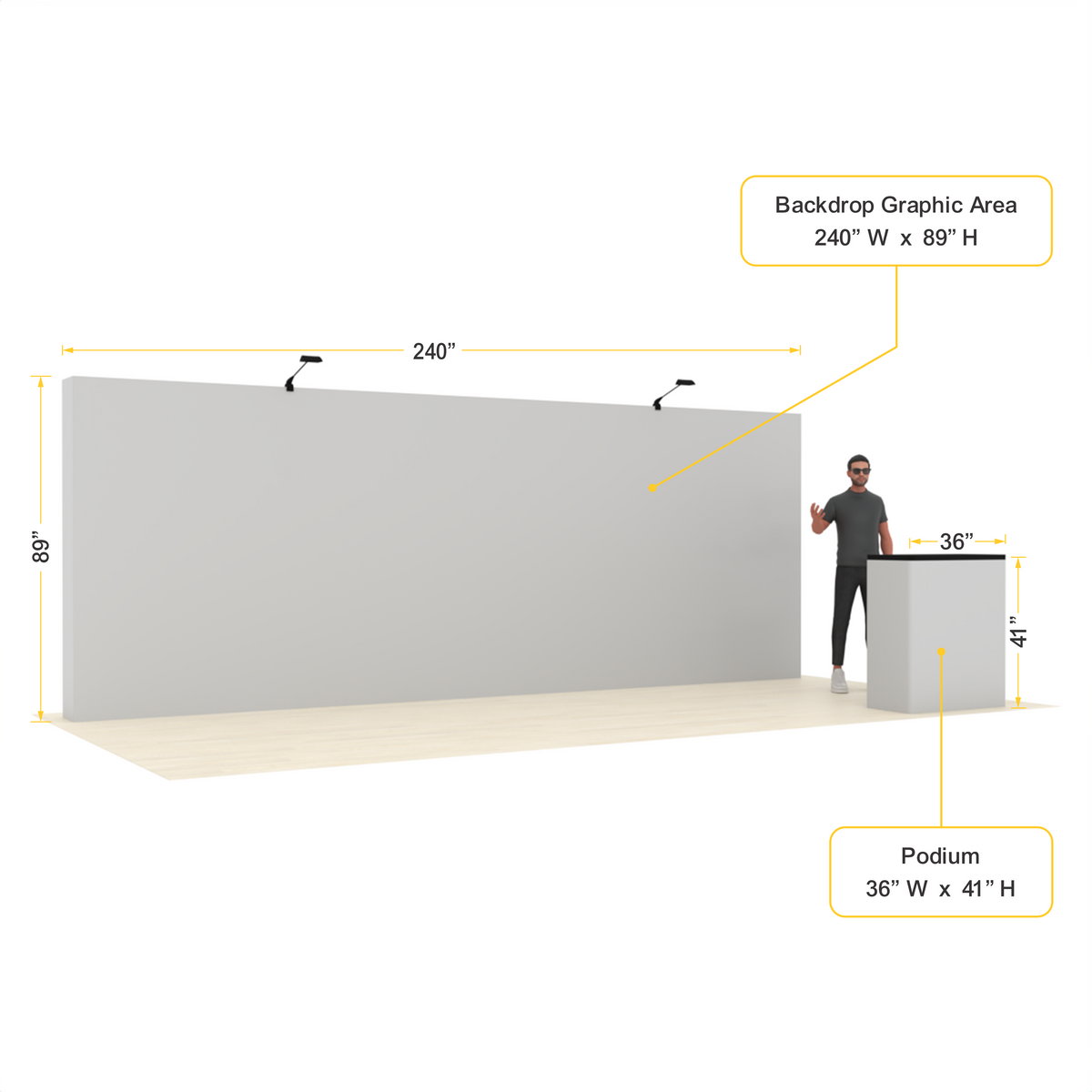 20ft Straight Pop-Up Trade Show Booth Kit with Podium – QuickPop™
