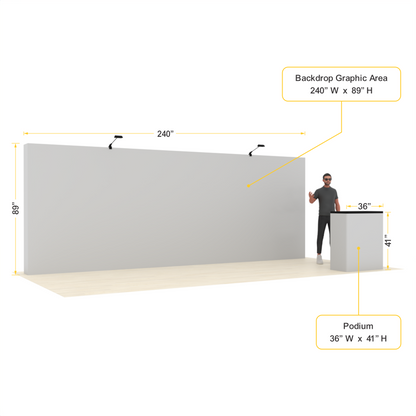 20ft Straight Pop-Up Trade Show Booth Kit with Podium – QuickPop™