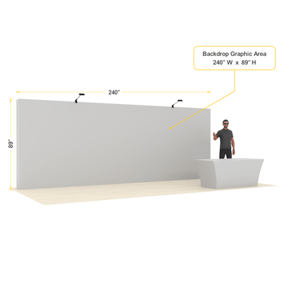 20ft Straight Pop-Up Trade Show Booth Kit with Cover Table – QuickPop™ - ExpoPrint