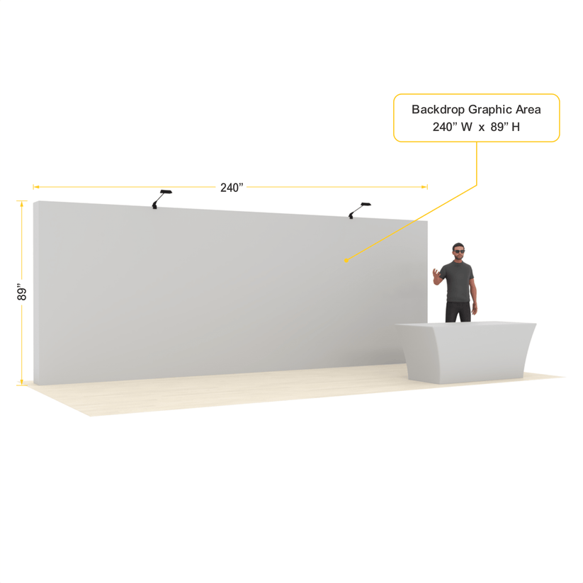 20ft Straight Pop-Up Trade Show Booth Kit with Cover Table – QuickPop™ - ExpoPrint