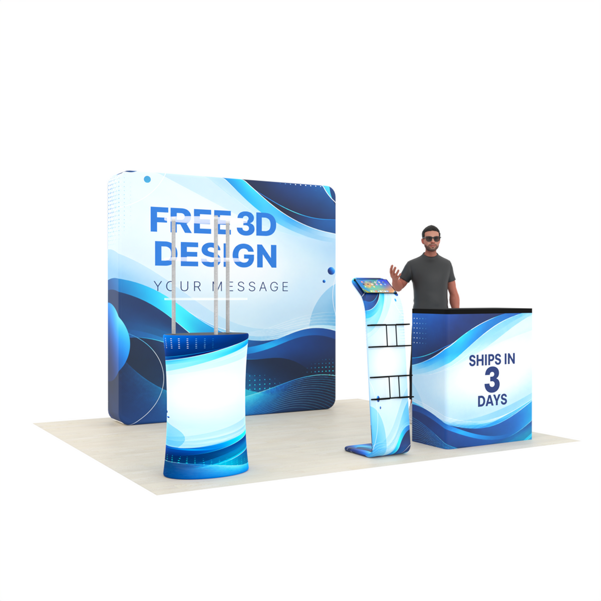 8ft LumiCube™ LED Backlit Fabric Trade Show Booth Display with Customizable Pakage