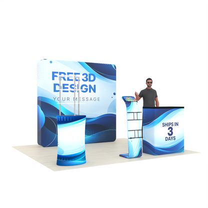 8ft LumiCube™ LED Backlit Fabric Trade Show Booth Display with Customizable Pakage