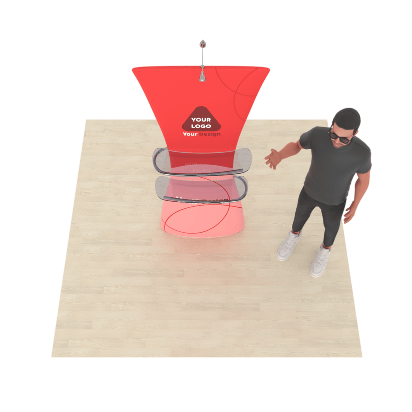 LumiView™ Dual-Shelf Stands with LED Spotlight - ExpoPrint