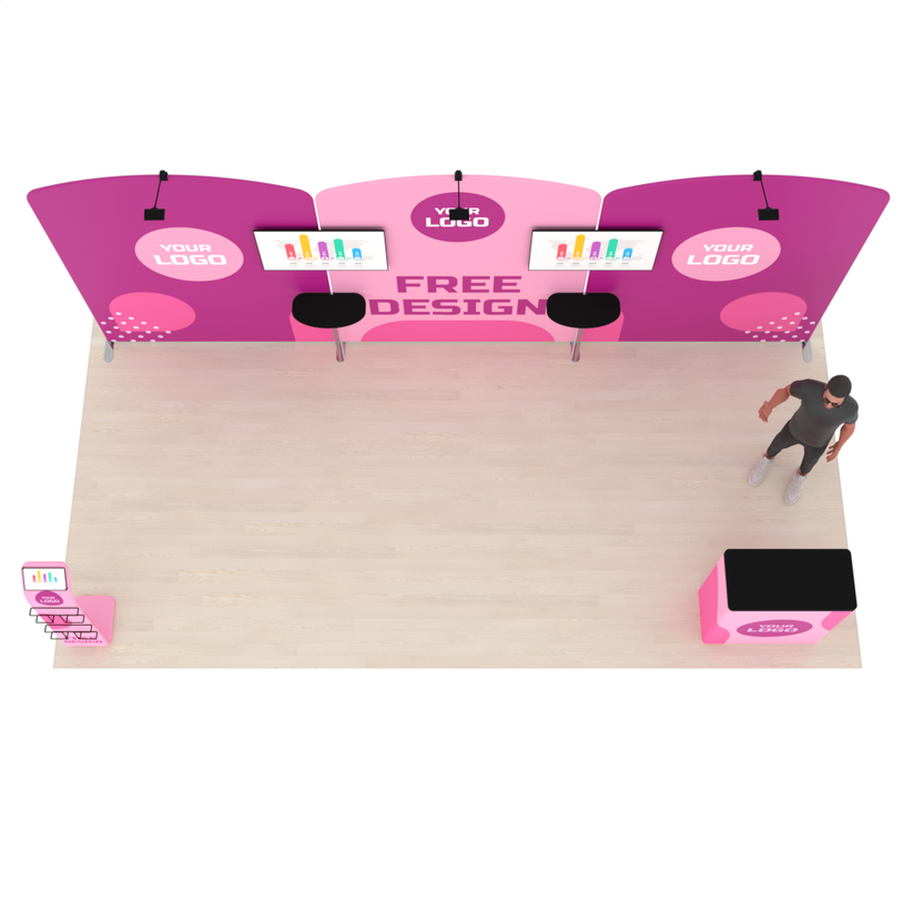 20ft PanelFusion™ 3-Panel Booth with 2 TV Mounts (#3)