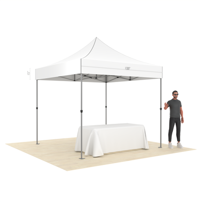 Commercial Vendor Popup Tent with Custom Canopy Design & Table Throw