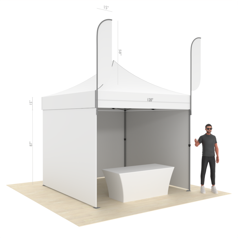 Marketing Tent with Branded Canopy, Full Walls, Table Cover & 2 Flags