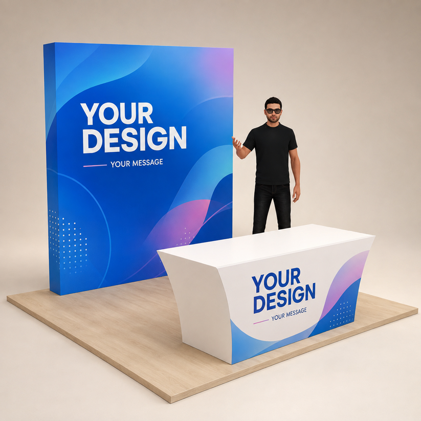 8ft QuickPop Straight + Table Covers