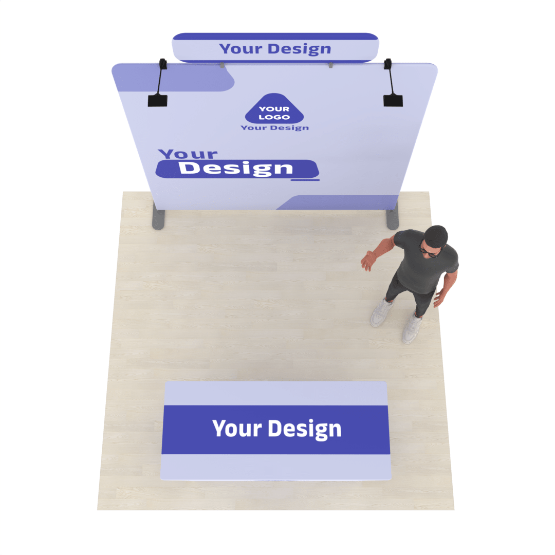 8ft Straight TensionMax™ Booth with Custom Table Cover - ExpoPrint