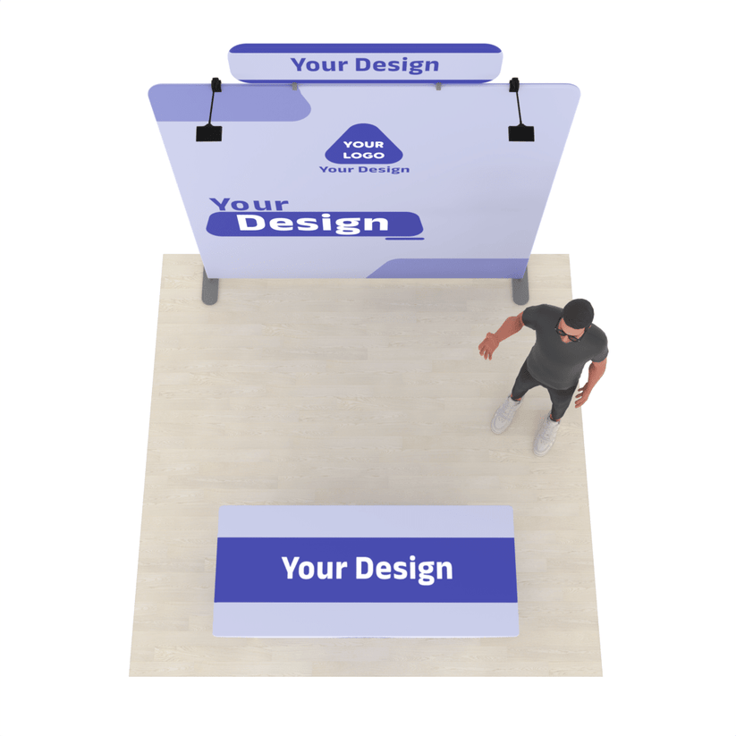 8ft Straight TensionMax™ Booth with Custom Table Cover - ExpoPrint