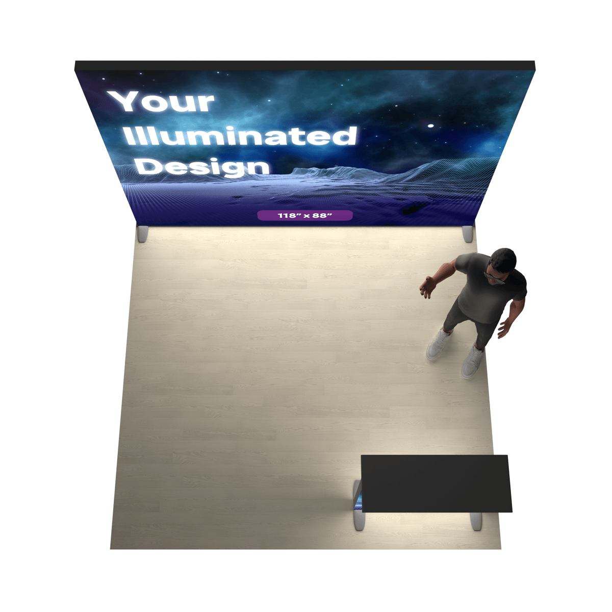 10ft Backlit SEG Lightbox Trade Show Booth with Illuminated Counter - ExpoPrint
