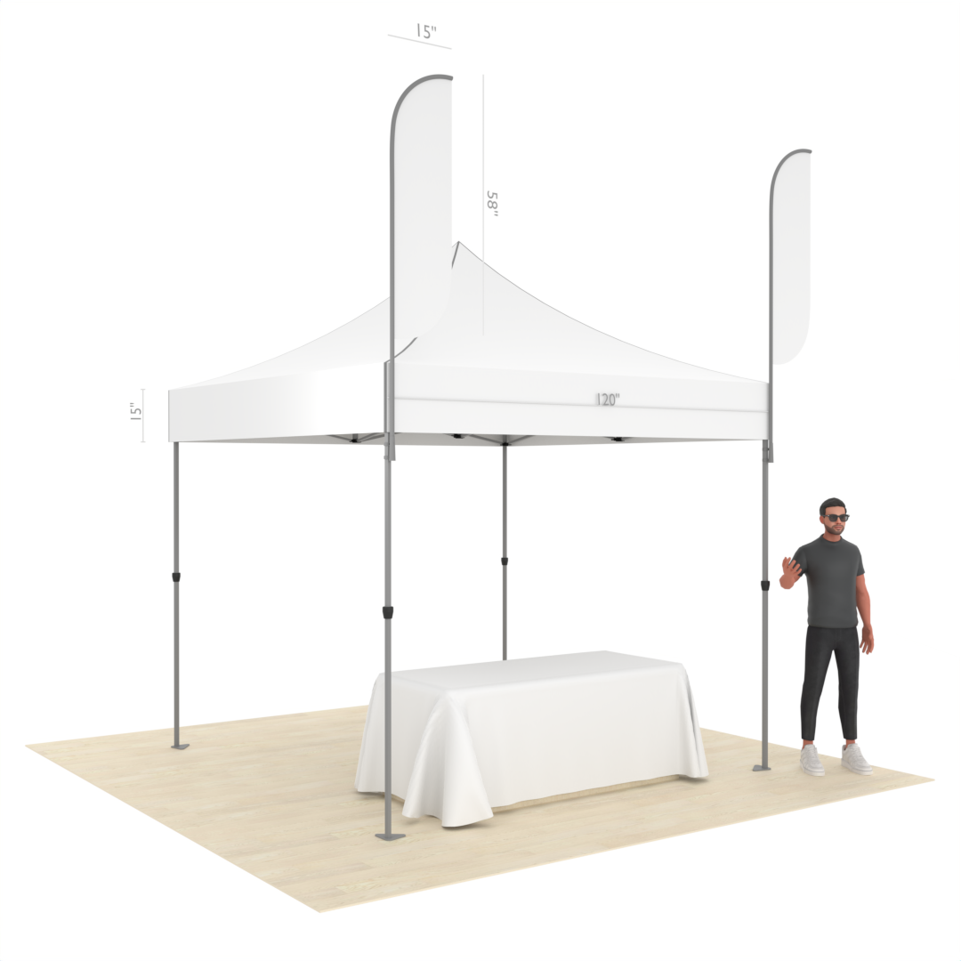 Custom Printed Commercial Canopy Tent with Table Throw & 2 Feather Flags